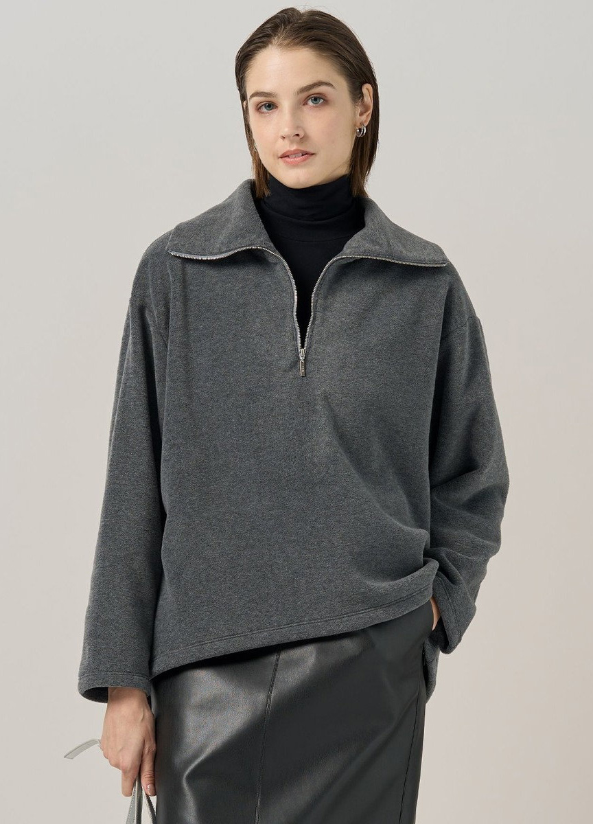 托斯卡納刷毛絨翻領長袖上衣